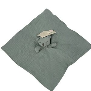 Elegant Baby Organics Muslin Bear Blankie Green Plush Stuffed Animal Toy Lovey